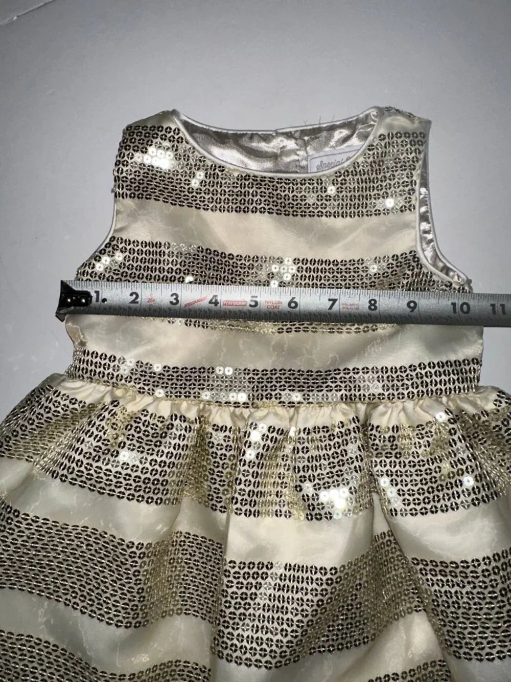 Gymboree Gold Sequin Dress Toddler Girls 3T champagne Excellent Special Occasion